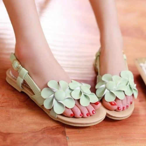 Flowers Beach Soft Leather Flat Sandal