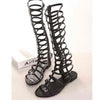 Knee High Gladiator Sandal Hollow Flat Heel